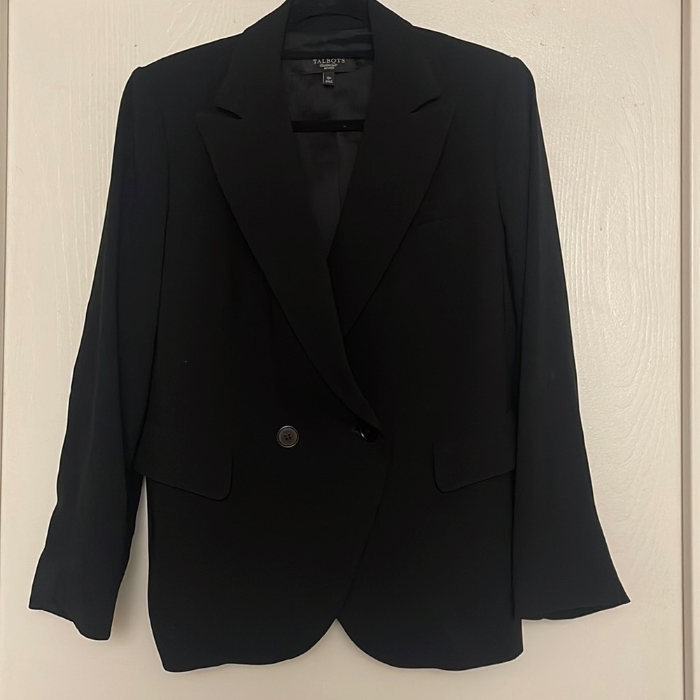 TALBOTS Black Fitted Blazer Size 12P